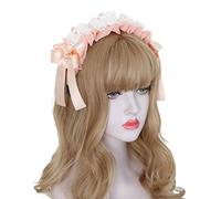 CTCOIJRN Serre-tête Lolita, bandeau de cosplay, cerceau à lacets plissés Lolita, bandeau de maquillage élégant avec nœud papillon for laver le visage, accessoires de costume de cosplay, accessoires fo