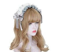 CTCOIJRN Serre-tête Lolita, bandeau de cosplay, cerceau à lacets plissés Lolita, bandeau de maquillage élégant avec nœud papillon for laver le visage, accessoires de costume de cosplay, accessoires fo
