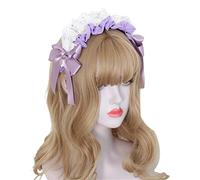 CTCOIJRN Serre-tête Lolita, bandeau de cosplay, cerceau à lacets plissés Lolita, bandeau de maquillage élégant avec nœud papillon for laver le visage, accessoires de costume de cosplay, accessoires fo