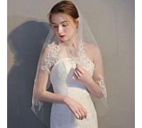 CTCOIJRN Voile de mariée en Cristal avec Appliques en Dentelle, 1 Niveau, Longueur Courte aux Hanches, Voile en Tulle Doux, Accessoires for Cheveux for Femmes et Filles Bandeaux