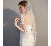CTCOIJRN Voile de mariée en Cristal avec Appliques en Dentelle, 1 Niveau, Longueur Courte aux Hanches, Voile en Tulle Doux, Accessoires for Cheveux for Femmes et Filles Bandeaux