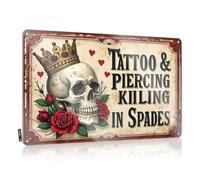 CTDF Panneau de porte de chambre à coucher Encre royale : tatouage et piercing artistique à pique, panneau d'avertissement amusant pour mur de bar à domicile (30 x 40 cm)