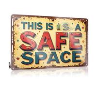 CTDF Panneau de porte de chambre à coucher rétro vibrant « This Is A Safe Space » en étain - Panneau d'avertissement amusant pour la maison, le bar, le mur (20 x 30 cm)