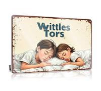 CTDF Panneau de porte de chambre à coucher Sweet Dreams : A Wholesome Bedtime Scene With Two Children Tin Sign Funny Warning Signs for Home Bar Wall (20 x 30 cm)
