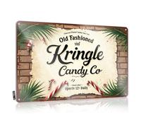 CTDF Panneau de porte vintage Kringle Candy Co. avec décorations festives en étain - Panneau d'avertissement amusant pour la maison, le bar (20 x 30 cm)
