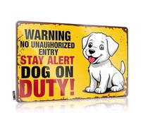 CTDF Panneau humoristique « Man Cave » « Stay Alert : Dog On Duty » - Panneau d'avertissement d'entrée non autorisée - Panneau en métal pour bar (30 x 40 cm)