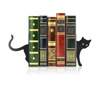 CTDMJ Lot de 2 serre-livres en métal avec chat qui regarde - Noir - Pour la maison, le bureau, l'école, les amoureux des chats