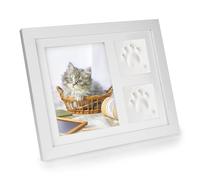 CTDMJ Lot de cadres photo 3D en bois pour empreintes de pattes de chien et chat - Pour décoration de table et de suspension - Cadre photo pour animal de compagnie - Kit d'empreintes de plâtre 3D