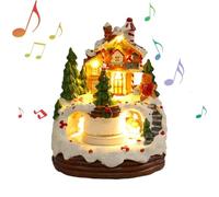 CTDWNT Maisons de village de Noël musicales lumineuses avec train rotatif et 8 musiques, figurines de village de Noël avec lumières LED pour décoration d'intérieur et arbre de Noël pour décoration de