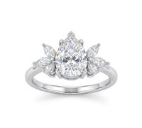 CTDZARA Bague de fiançailles éternelle en argent sterling S925 avec double bras en forme de goutte 3A en forme de poire en forme de poire pour femme
