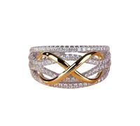 CTDZARA Bague de fiançailles pour femme en argent sterling S925 avec 4 bras en forme de croix inversée double couleur 3A zircon 3A