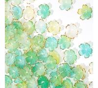 CTEAKOP Lot de 100 perles en forme de fleur pour la fabrication de bijoux, breloques en forme de fleur de cerisier, perles florales en acrylique pour loisirs créatifs, bracelets (vert)