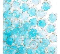 CTEAKOP Lot de 100 perles en forme de fleur pour la fabrication de bijoux, breloques en forme de fleur de cerisier, perles florales en acrylique pour loisirs créatifs, bracelets (bleu clair)