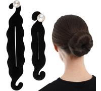 CTEAKOP Lot de 2 accessoires pour chignon de femme - Cheveux fins et ondulés - Cheveux longs et bouclés - Noir