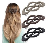 CTEAKOP Lot de 3 pinces à cheveux françaises plates pour femme, finition mate, pinces à cheveux plates, barrettes à cheveux épaisses pour femme (noir, marron, kaki)