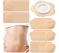 CTEAKOP Lot de 50 patchs de nombril à l'huile de ricin, film nacré, pour ventre, taille, cou - Beige, fleur + carré