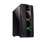 CTesports Voile - Boîtier de Jeu Mid-Tower avec Panneau en Verre trempé latéral et 3 Ventilateurs Avant Rainbow avec contrôleur Inclus
