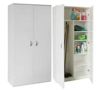 CTF Meuble porte-balais à 2 portes - Blanc - L 72 cm x H. 187 x 36 cm.