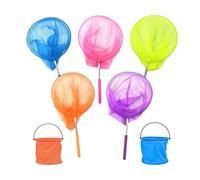 CTForest 7 Ensembles D'épuisettes Enfants, Filets à Papillons Télescopiques, épuisette Télescopique, Adaptés aux Enfants pour Attraper des Insectes et des Petits Poissons en été(Nylon)