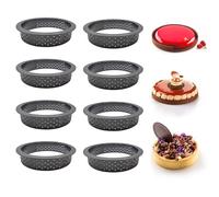 CTForest 8 Pièces Tarte à Anneau de Cercle de Mousse, Moules à Gâteau en Forme Tartelette, Rond Tarte Moule à GâTeau Mousse, Utilisé pour Faire de la Mousse(Noir)