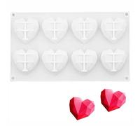 CTForest Moule à Gâteau Cœur d'amour, Moulle Silicone Coeur 3D, 3D Cœur d'Amour en Forme Diamant, Conçu pour la Réalisation Gâteaux Moussés