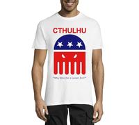 Cthulhu Election Why Vote for A Lesser Evil Crew Neck Cotton T-Shirt Homme Blanc, blanc, L