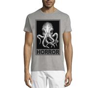 Cthulhu H.P. Lovecraft Horror Artwork T-shirt à col rond en coton pour homme Gris, gris, S