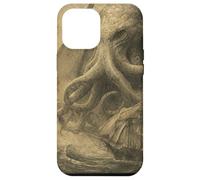 Cthulhu Kraken Journal Japonais Vintage Motif Monstre Marin Coque pour iPhone 12 Pro Max