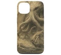 Cthulhu Kraken Journal Japonais Vintage Motif Monstre Marin Coque pour iPhone 13
