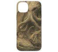 Cthulhu Kraken Journal Japonais Vintage Motif Monstre Marin Coque pour iPhone 14 Plus