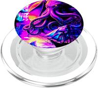Cthulhu Kraken Synthwave Monstre Marin Japonais PopSockets PopGrip pour MagSafe