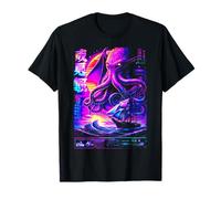 Cthulhu Kraken Synthwave Monstre Marin Japonais T-Shirt