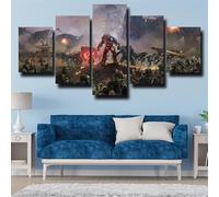 Cthulhu - Lot de 5 panneaux de toile - Motif abstrait - Mythe sombre - Fantaisie - Horreur - Décoration murale