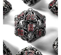 Cthulhu Lot de 7 dés polyédriques en métal creux pour Donjons et Dragons, RPG D&D Explorers, Savage World et jeux de table, dés polyédriques D20 D12 D10 D8 D6 D4 D100 (02 noir)