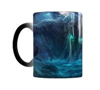 Cthulhu Mug - Heat Sensitive 12 Oz, Black To Mythological Art Coffee Cup | Magic Temperature Color Change, Old God Calling Design | Thermal Reactive Ceramic For Tea Birthday Christmas Gift