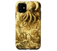 Cthulhu Sea Battle Vintage Bataille de Guerre Japonais Monstre Marin Coque pour iPhone 11