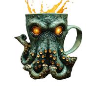Cthulhu Tasse Tancard de pirate inspiré, tasse pieuvre bleu profond, Tancard pirate avec tentacule de Cthulhu, statue 3D Tasse à café avec poignée faite à la main, récipient pour boissons chaudes et