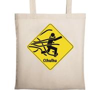 Cthulhu Warning Yellow Hazzard Sign Sac fourre-tout en coton écologique naturel Beige, beige, Taille unique