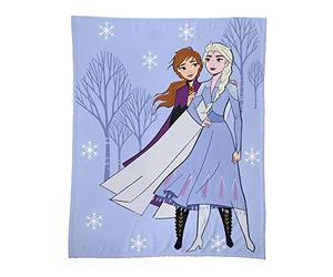 CTI Disney Frozen 2 Sisters Grand Plaid Polaire Enfant Extra Doux 125x150 cm | 100% Polyester | Oeko-TEX | Imprimé Fille Reine des Neiges Anna Elsa | Bleu