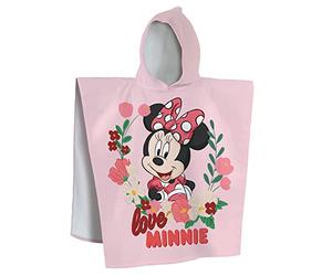 CTI Disney Minnie Cute Cape de Bain Enfant à Capuche 60x120 cm | Velours 100% Coton | Oeko-TEX | Imprimé Fille | Rose