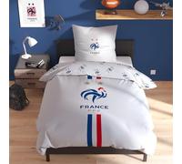 CTI FFF Classic Parure de lit imprimée 100% Coton - Licence Officielle | Housse de Couette 140x200 cm + 1 taie 63x63 cm | Fermeture boutons | Chambre enfant, lit 1 place | Certification Oeko-Tex