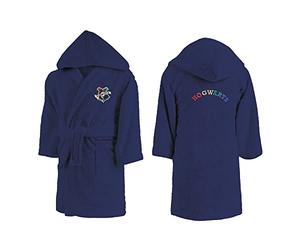 CTI Harry Potter Blason Robe de Chambre 10/12 Ans brodée avec Capuche pour Enfant | 100% Coton | Oeko-Tex | Bleu foncé