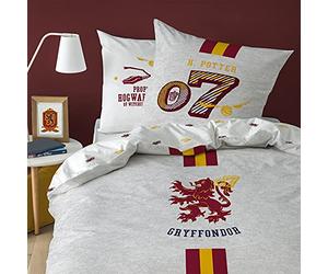CTI Harry Potter Parure de lit Housse de Couette 140c200 cm + Taie d'oreiller 63x63 cm 100% Coton Team G Gris