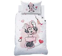 CTI Parure de lit Minnie en flanelle pour fille en rose ☆ Minnie de Disney avec papillon - avec 1 taie d'oreiller 40 x 60 + 1 housse de couette 100 x 135 cm