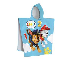 CTI PAT PATROUILLE SUNSHINE Cape de bain Enfant à Capuche 60x120 cm | Velours 100% Coton | OEKO-TEX | Imprimé Garçon | Bleu