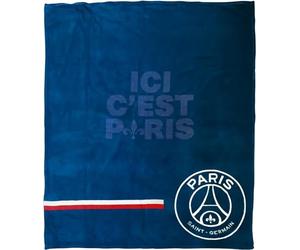 CTI PSG Plaid Cuddle imprimé 125x150 cm Paris-Saint-Germain Premium | Oeko-TEX | Bleu