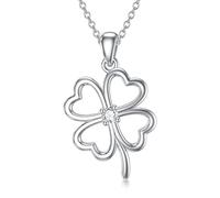 CTIEIP Collier avec pendentif trèfle à quatre feuilles en diamant pour femme en argent sterling collier fleur diamant bijoux cadeau pour elle, inconnu