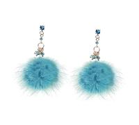 CTIRCHIU 1paire Boucles Oreilles Élégantes Peluche Avec Pompons Adorables Accessoires Feutre Doux Pour Femmes Vert