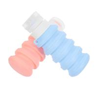 CTIRCHIU 2 Pièces Flacon Souple en Silicone de Voyage 90ml, Flacon de Toilette Pliable Rechargeable, Étanche, Bleu et Rose, avec Couvercle à Clapet, pour Voyage et Usage à Domicile