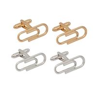 CTIRCHIU 2paires Cufflinks Inoxydable pour Hommes De Boutons De Créatifs Forme De Trombone Accessoires De Mode pour Chemises Françaises pour Mariages Occasions Formelles